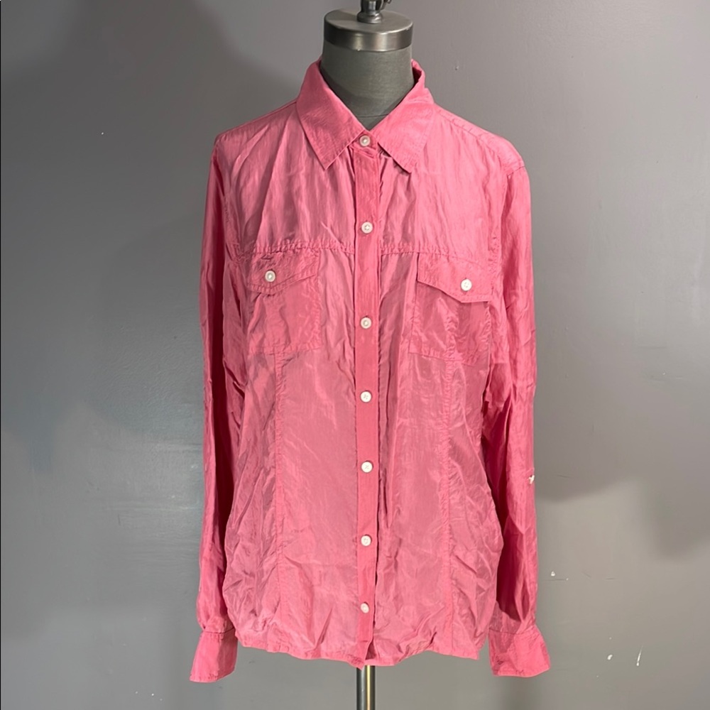 Banana Republic Pink 100% silk Blouse with Long Sleeves and Relaxed Fit -beauty!